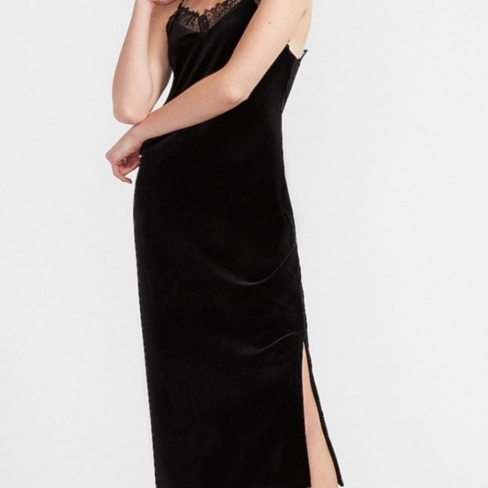 Express Black Lace Trim Midi Dress - Picture 2 of 6